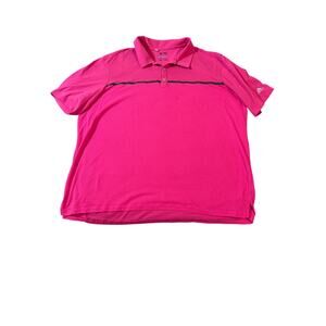 Adidas Climacool Men Pink Polo Shirt Size 2XL Stripe Cotton Blend Short‎ Sleeve